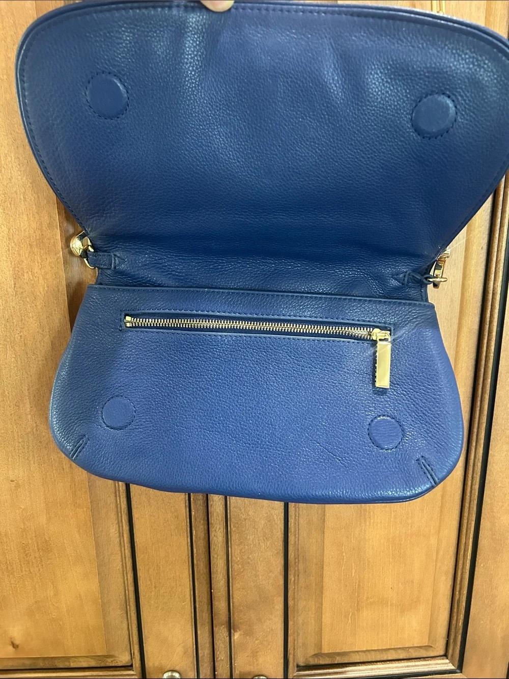 Tory Burch Royal Blue Leather Crossbody with Gold Chain